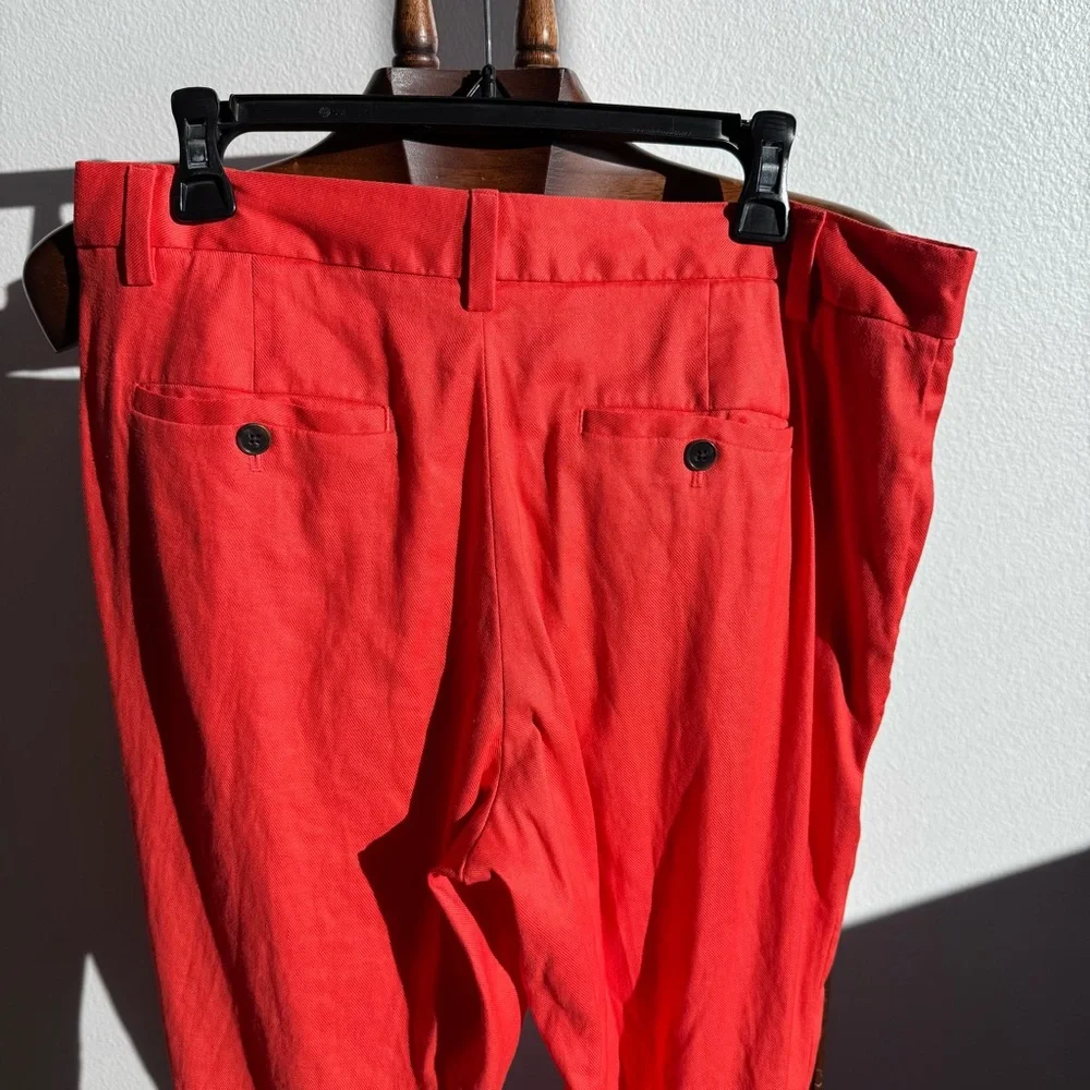 Banana Republic Avery Orange Linen Blend Trousers Women’s 12 Office Summer
